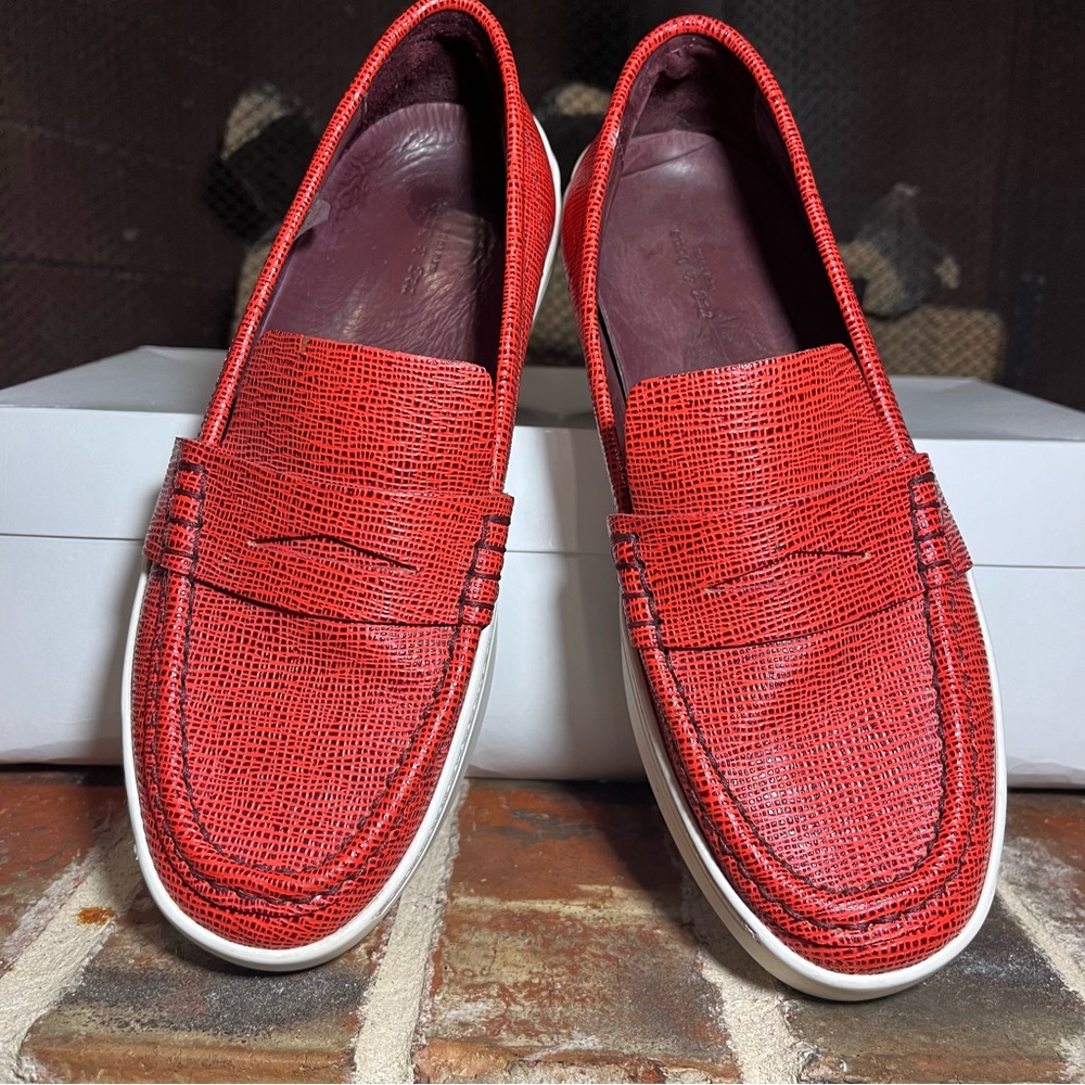 Rag & Bone Colby Red Leather Penny Loafers